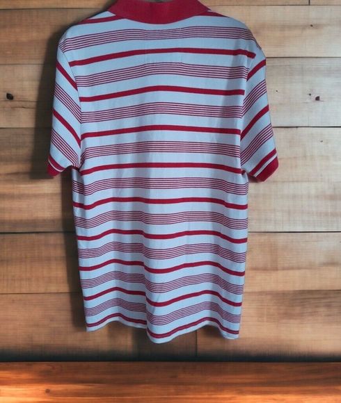 Jasper Conran Jeans Mens Striped Polo Shirt Red White - Size Medium 39"-42" - Picture 2 of 6